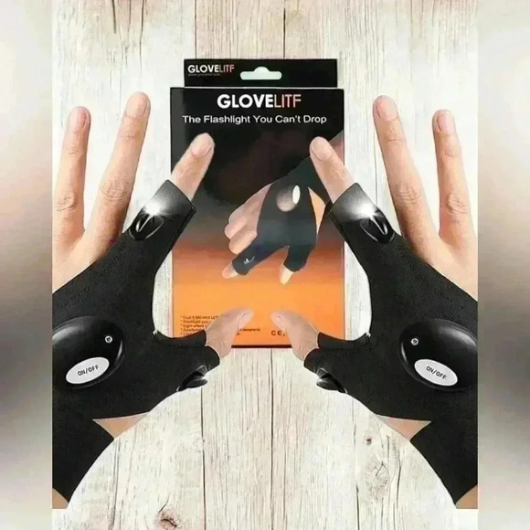 LED Gloves Flashing Light Up Party Glow Outdoors Workshop Handyman Fun NWT - Picture 9 of 16